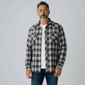 Vtg Holt Men's Western Shirt Gray Plaid with Pearl Snaps Line Dance Rodeo Medium